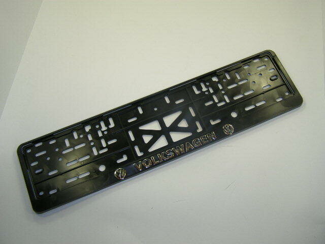 Рамка для номера 520*112 пластик, с защелкой, черная ФОЛЬКСВАГЕН (рельеф золото) 1шт